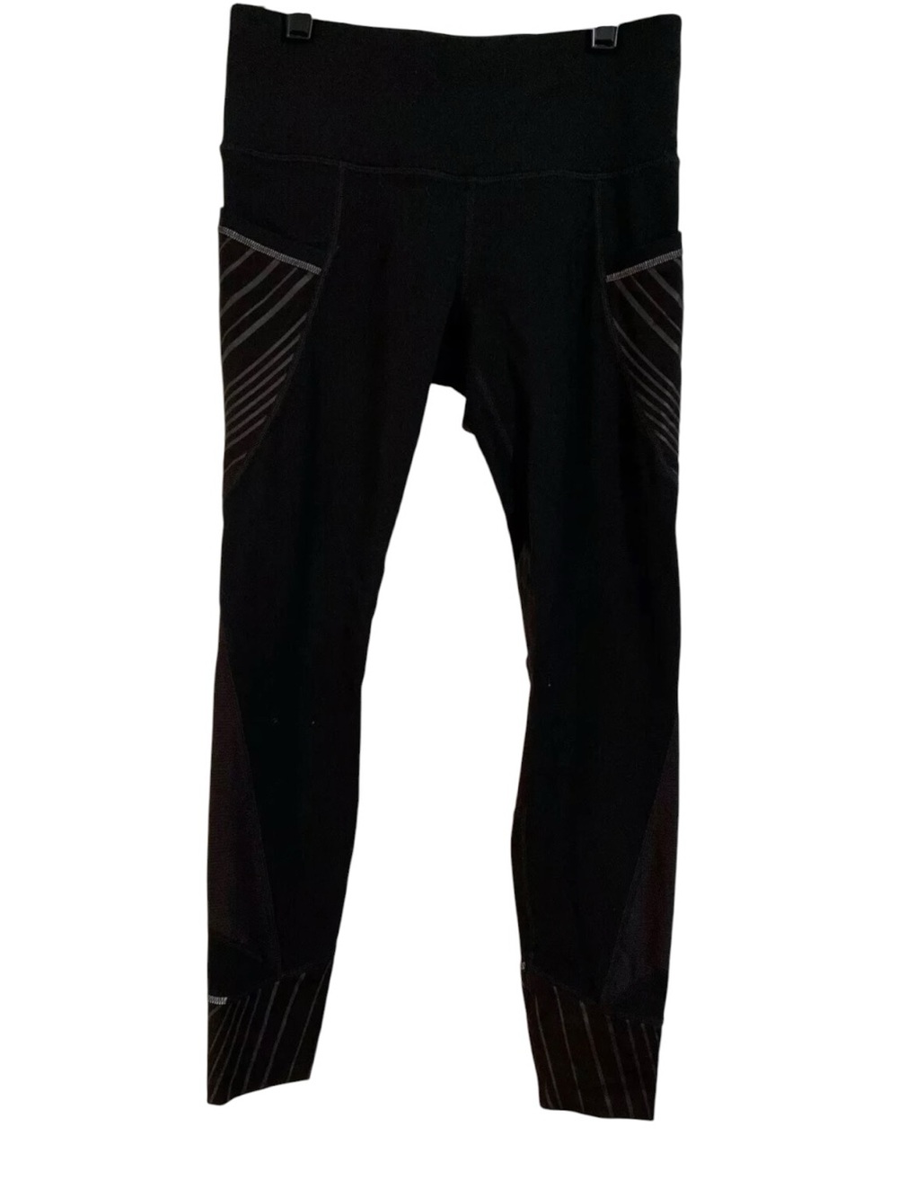 Athleta Cropped Active Yoga Leggings Salutation Stash Pocket Black XSP (D100